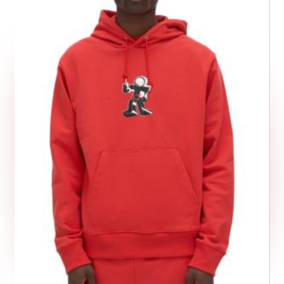 Helmut Lang Adult Small Figure Hoodie Sweatshirt Red Terry Cotton Designer - Picture 1 of 8
